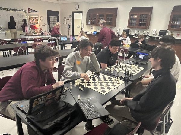 Stroudsburg Chess Team practicing right before their match against East Stroudsburg North.