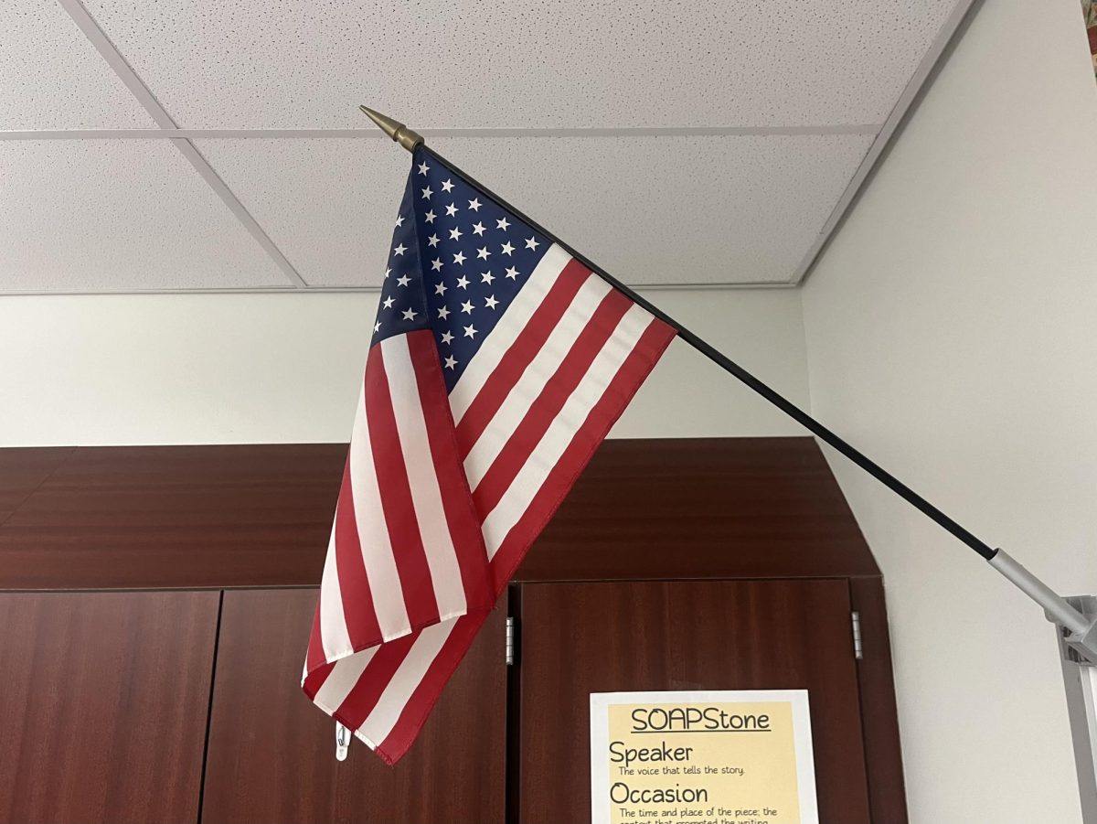 The American flag, which hangs in every classroom and at public institutions.