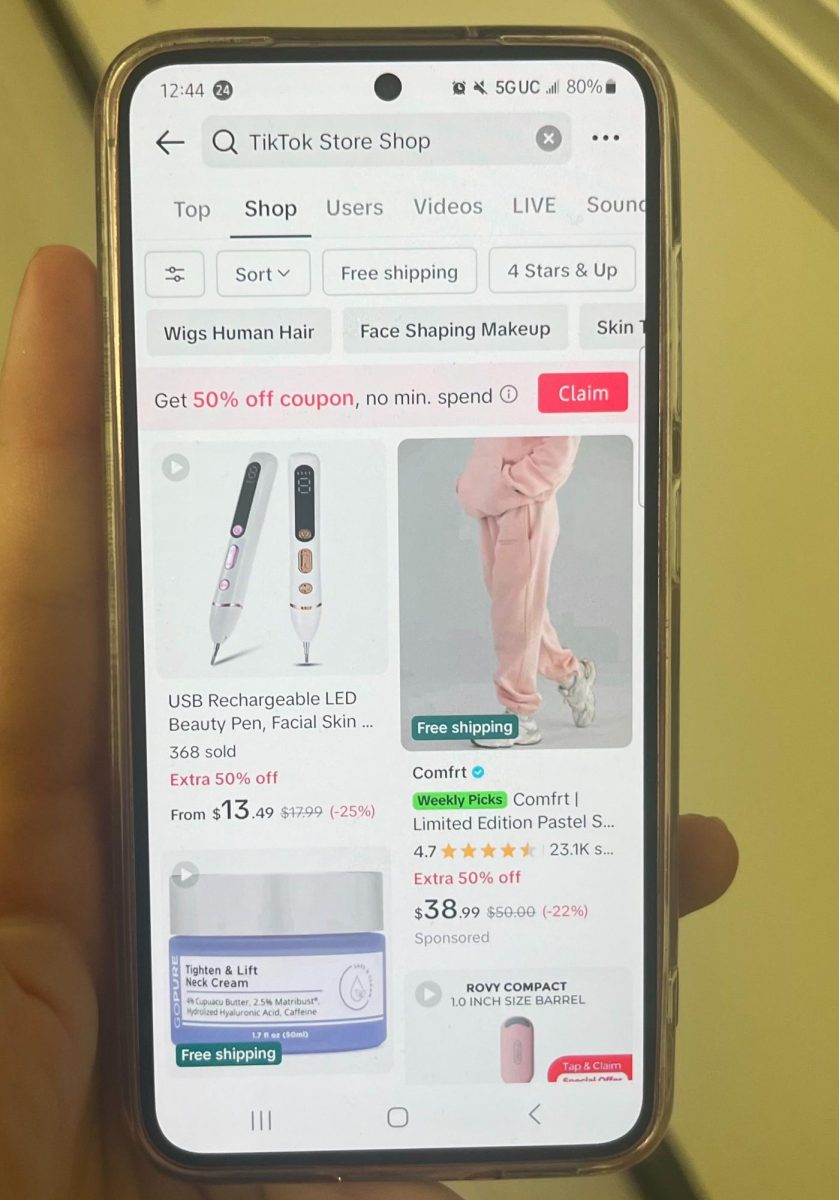 The TikTok Shop option on the app where small businesses sell products. 