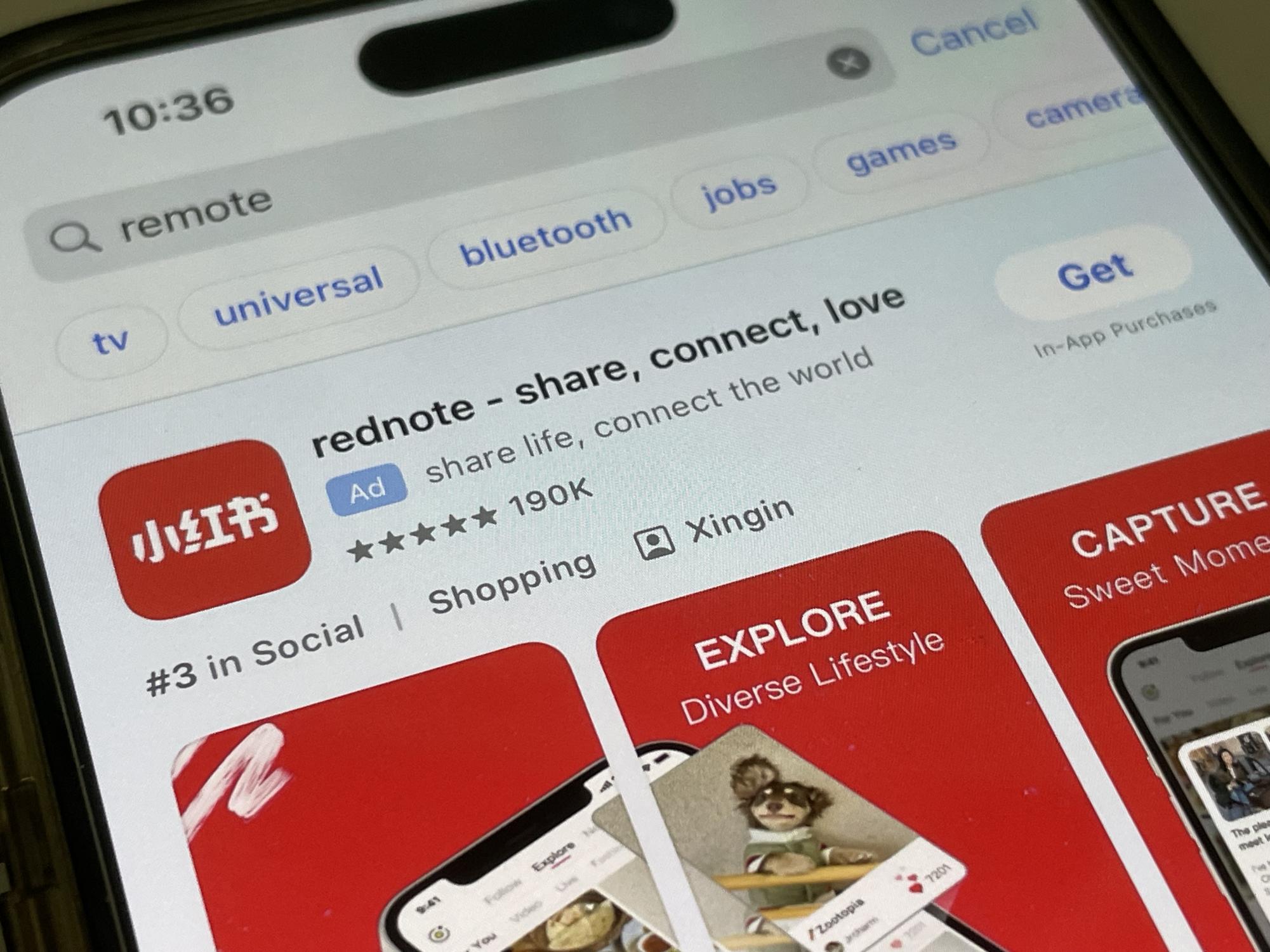The app Xiaohongshu (RedNote) as seen on the app store.