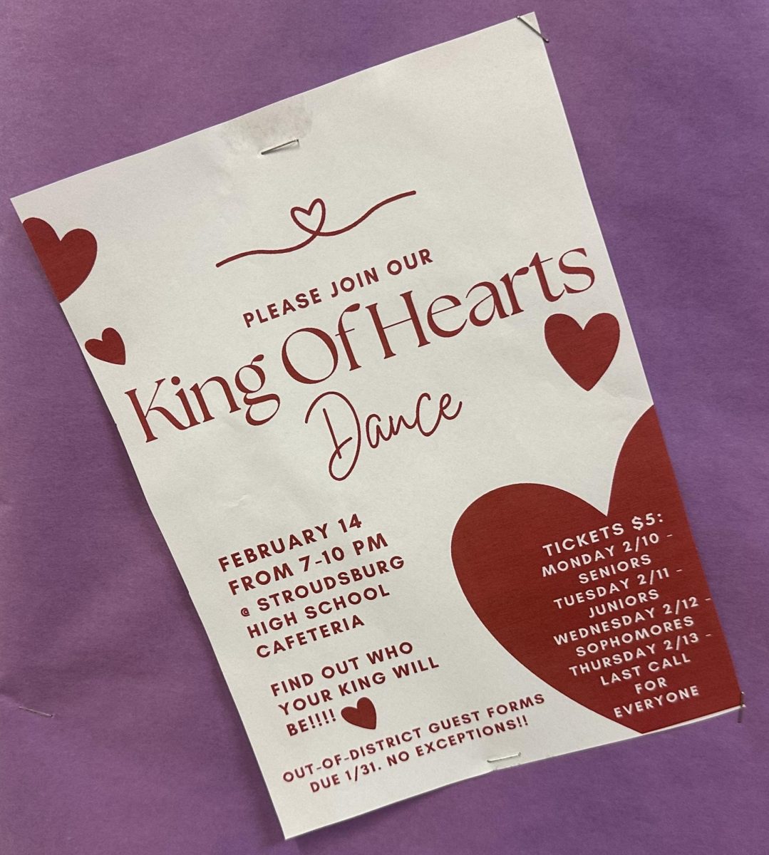 The King of Hearts dance is set for Valentine's Day, February 14, 2025.  