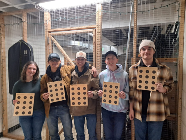 From left to right: Isabella Lisnik, William Tonnies, Gavin Dunkelberger, Colin Barrett, Anthony Ortiz. Photo used with permission and shared by SHS Rifle Facebook. 