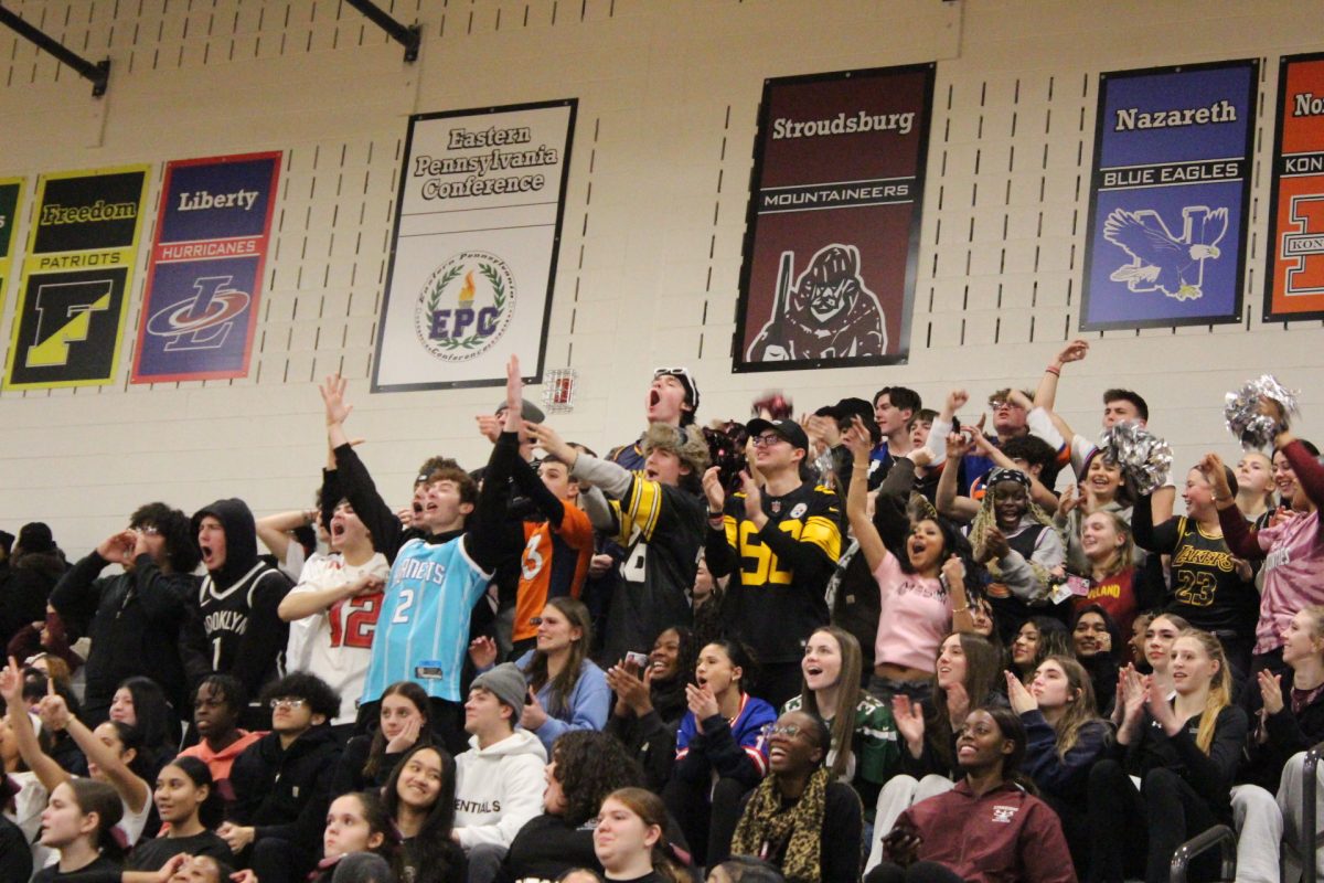 The Stroudsburg High School student section hyping up the team