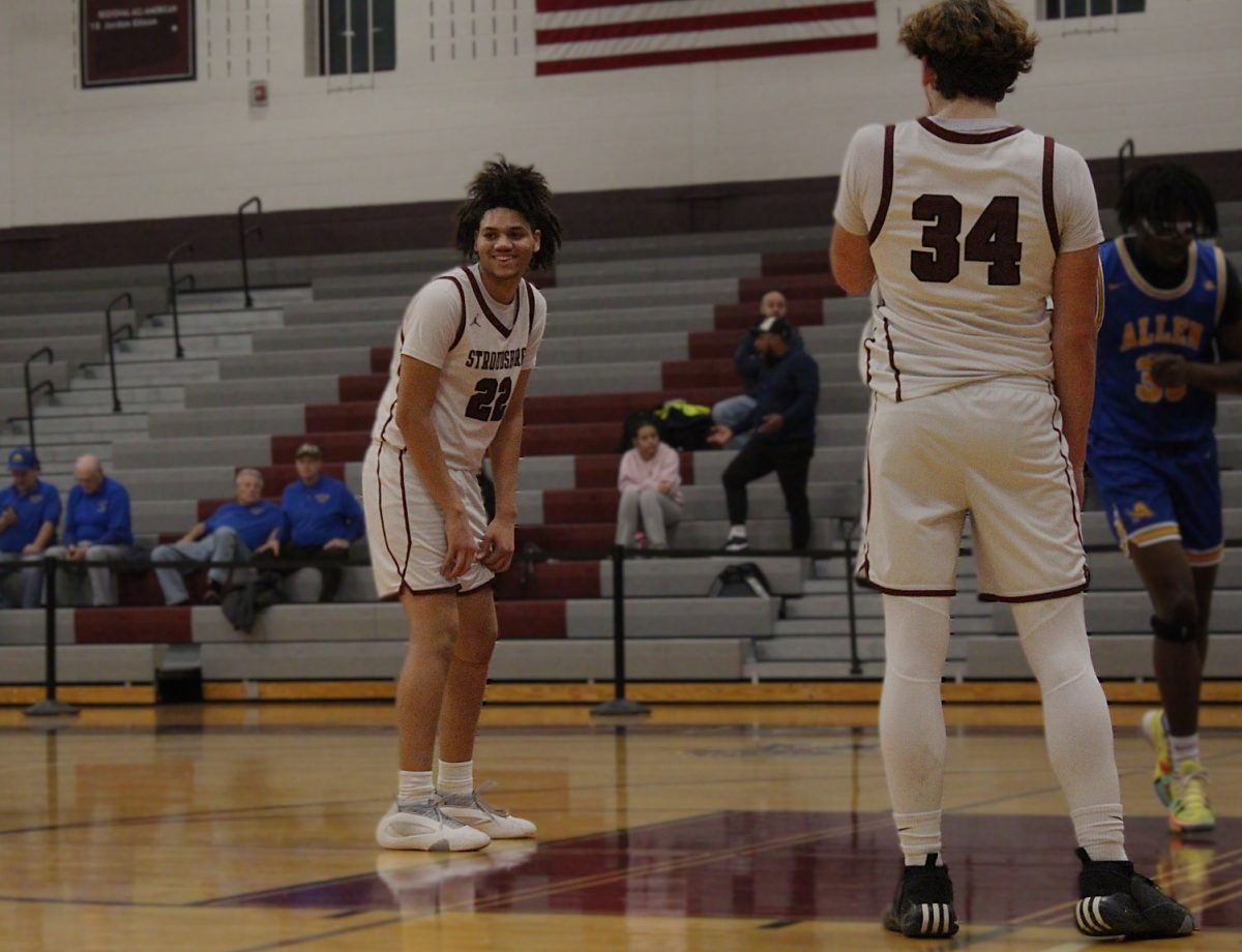 Brandon Quintana, '27, sharing a smile after a foul.