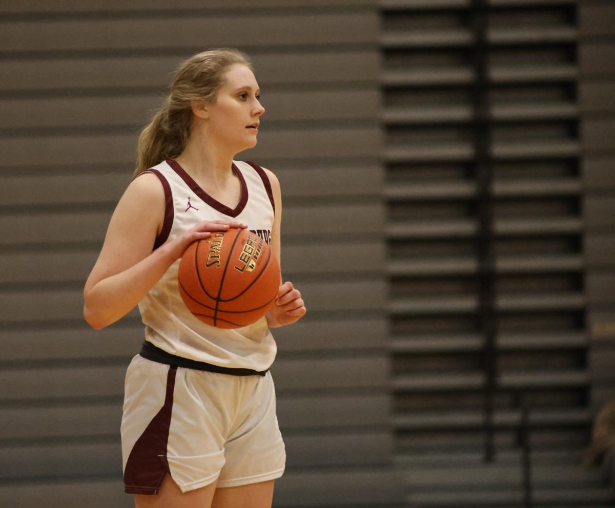 McKayla Strunk, '25, faces off against East Stroudsburg North on Senior Night and hits her 1000 point career high. Photo shared by Tory Bumford, yearbook staff. 