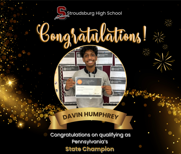 Davin Humphrey, FBLA member, placed first in the state for the highest score in the fastest time in Word certification. Photo created and shared by FBLA adviser, Jodie Haggerty.