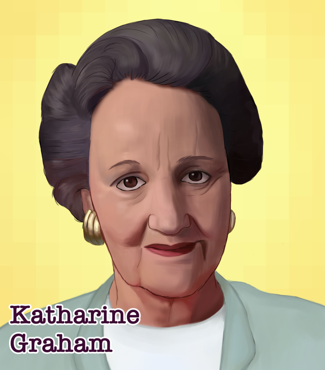 Digital drawing of the first female CEO of a Fortune 500 company, Katharine Graham.