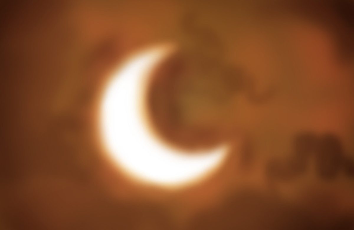 Digital illustration of the Moon blocking the Sun from view created by Hailey Abba.