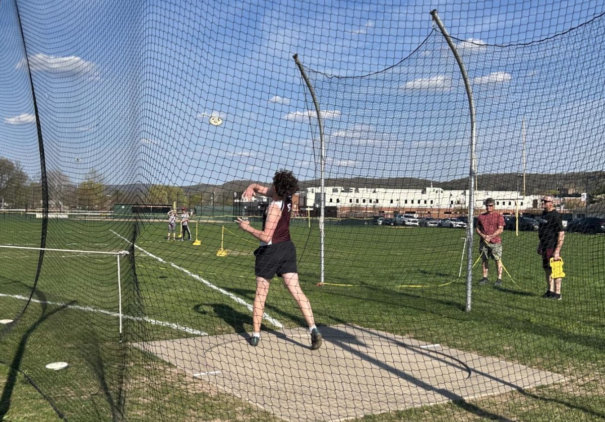 Aiden Ingenito, '27, setting his personal record in discus against East Stroudsburg South.