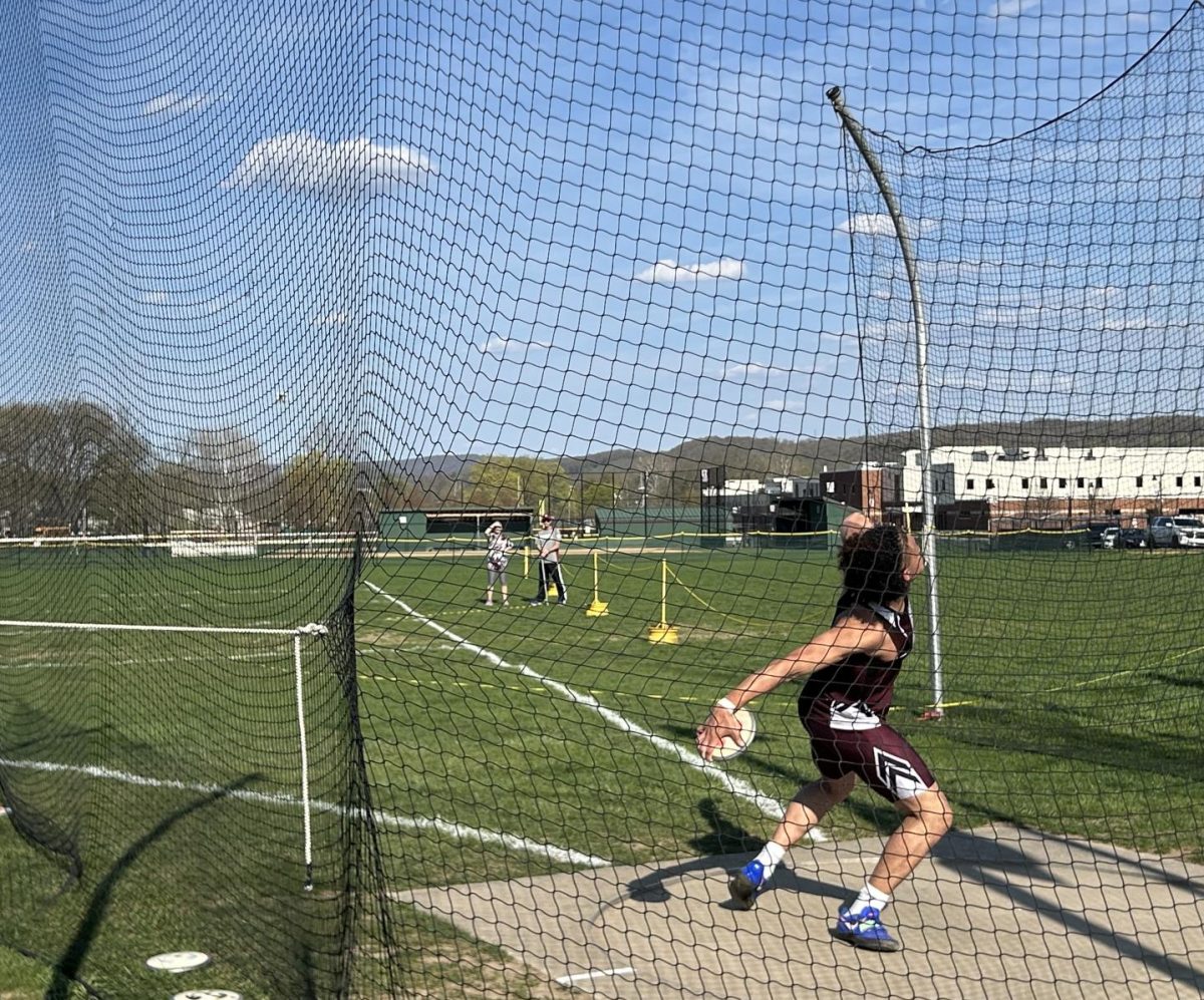 Anthony Borrero, '25, setting his personal record in discus against East Stroudsburg South.
