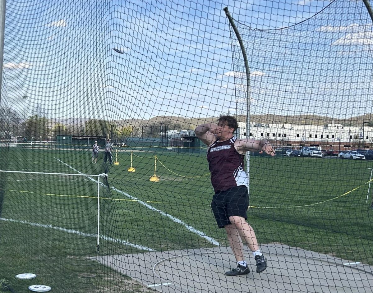 Brock Lambert, '26, attempting to throw his discus against East Stroudsburg South.