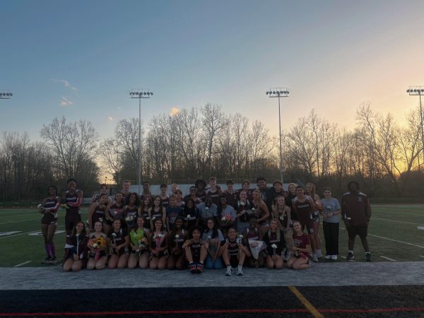 The Track and Field seniors posing for a picture together for Senior Night.