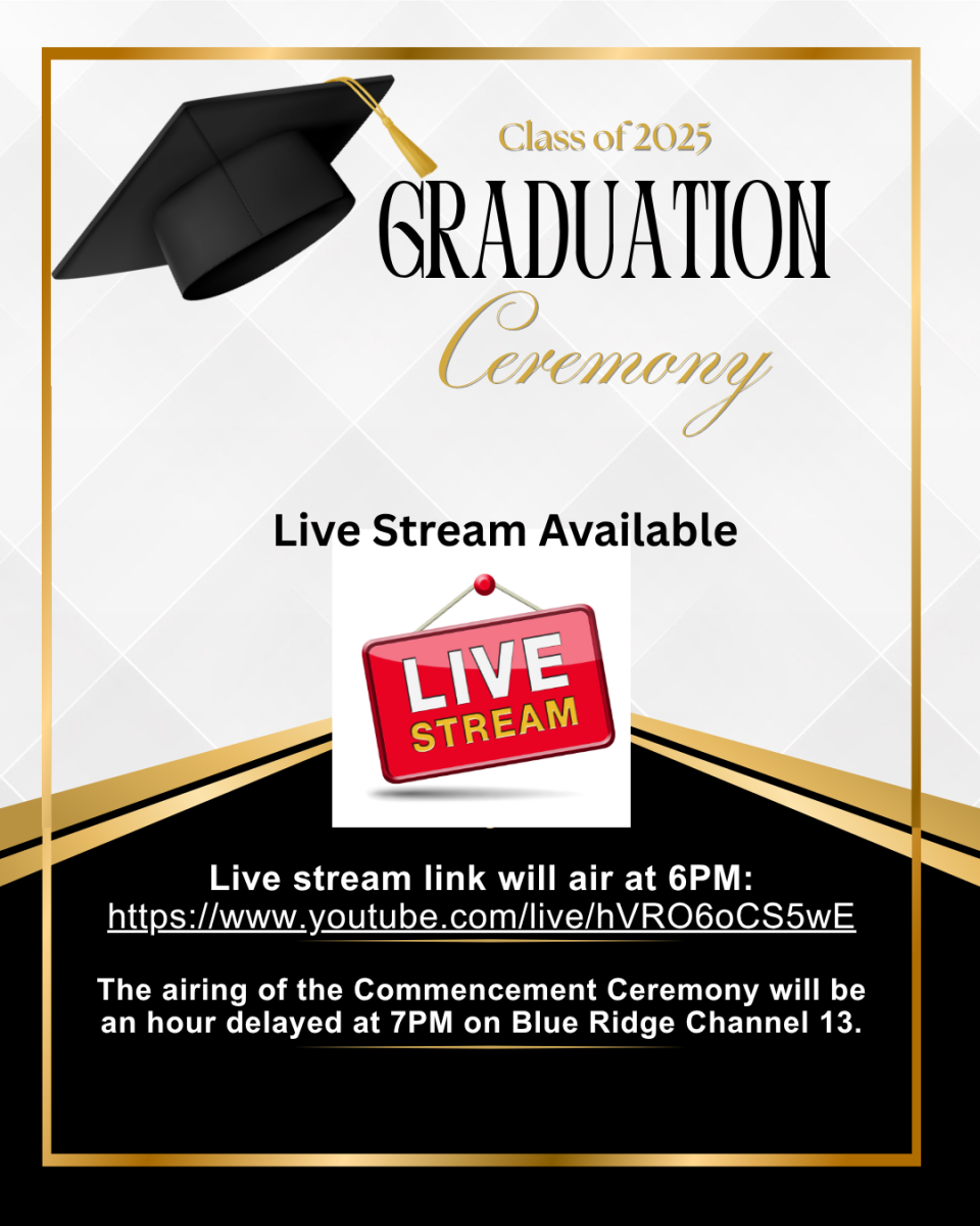 SHS Live streaming is available for the 2025 commencement. 
Created with Canva Designs by Mountaineer Staff. 