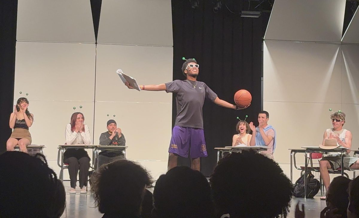 "LeBron James" who was a crowd favorite played by Noah Charles, '25, in "Mr. Perfect."