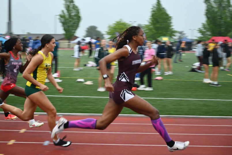 Alena Murray, '25, running the 100m.
Photo by Edward Anders,'26, shared with permission. 