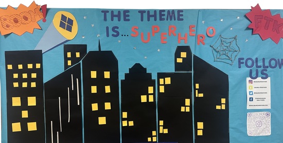 Stroudsburg Mini-Thon club bulletin board showcases the chosen theme for 2025: superheroes. (sburgminithon Instagram)