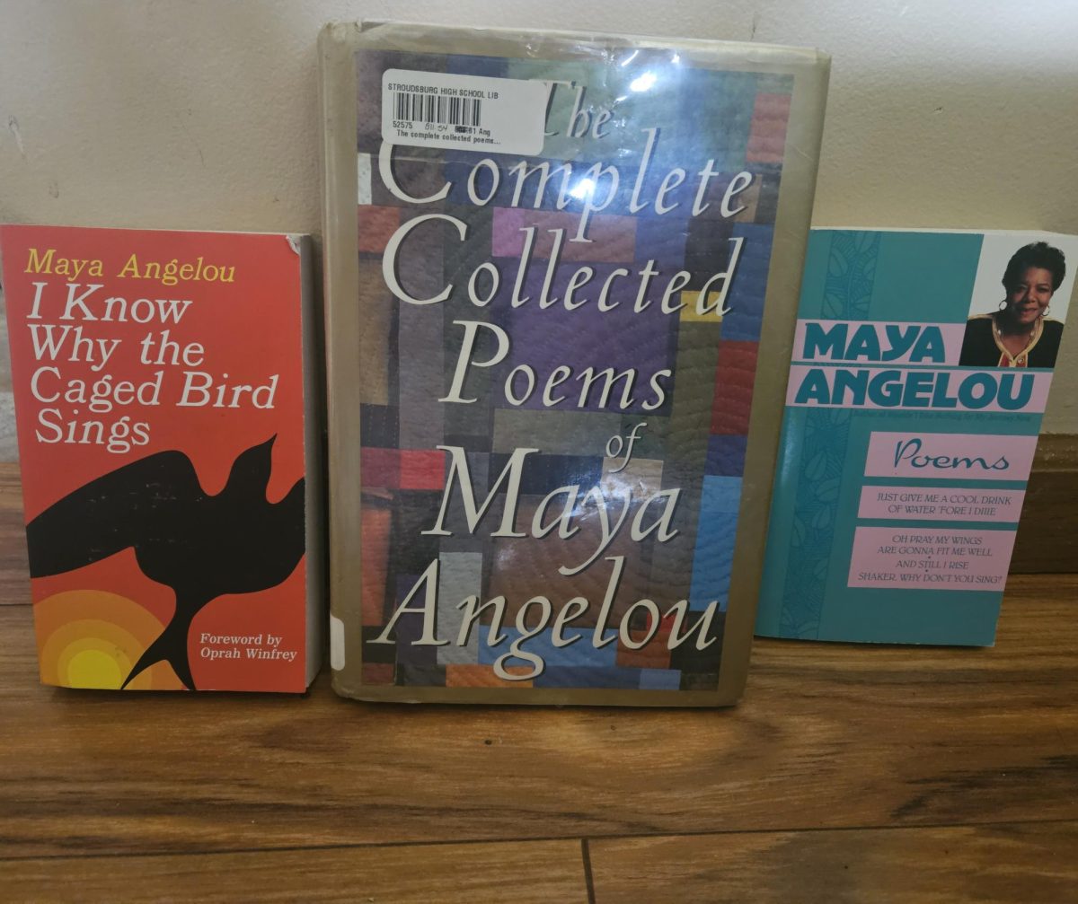 A picture capturing 3 of Maya Angelou's works 