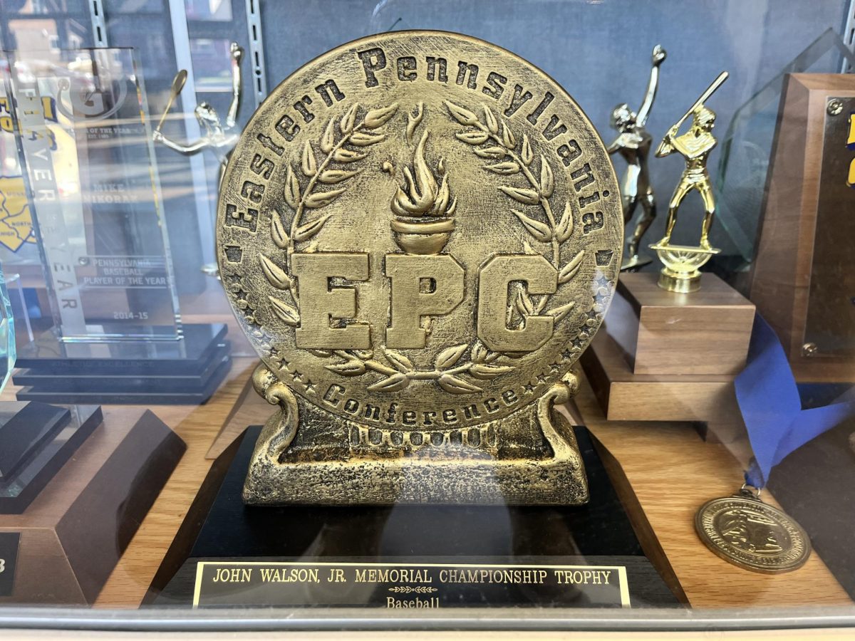 A picture of the Stroudsburg baseball EPC trophy from 2024-2025.