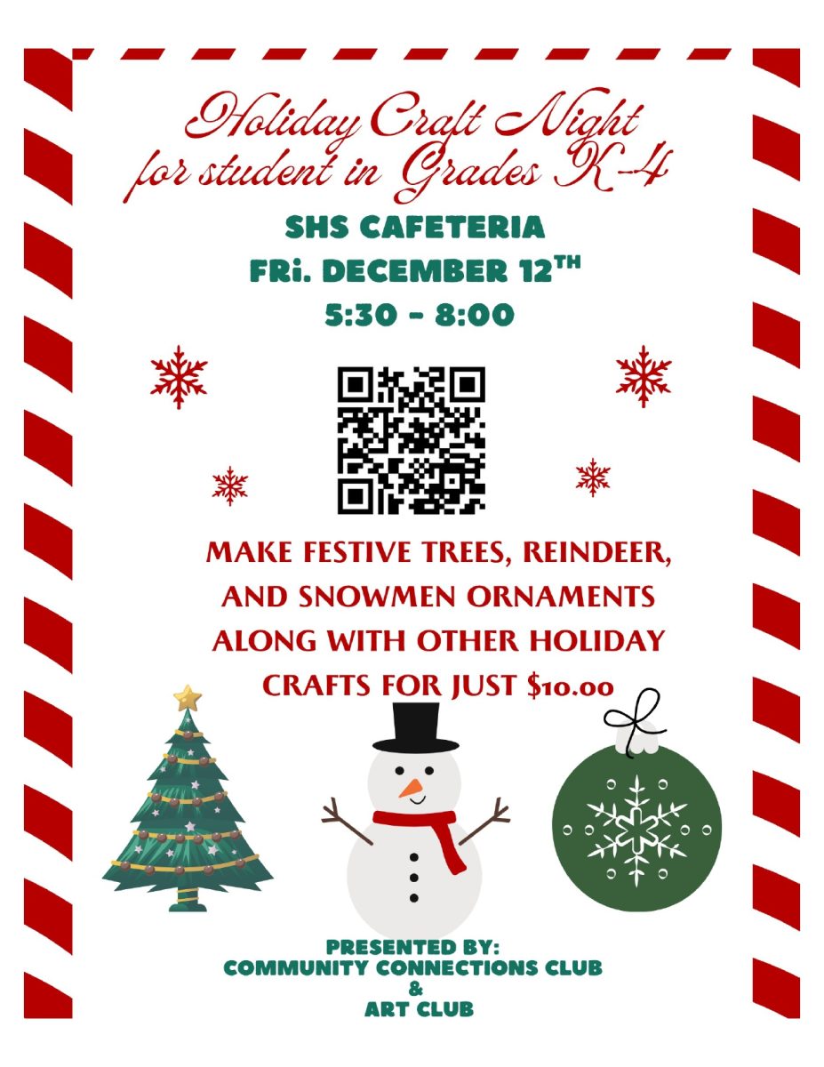 The flyer for holiday craft night including the QR code