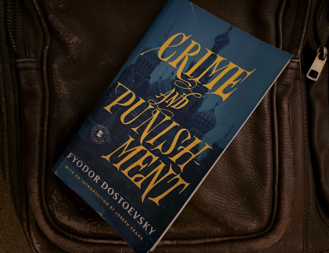 The pocket book of Crime and Punishment by Fyodor Dostoevsky.