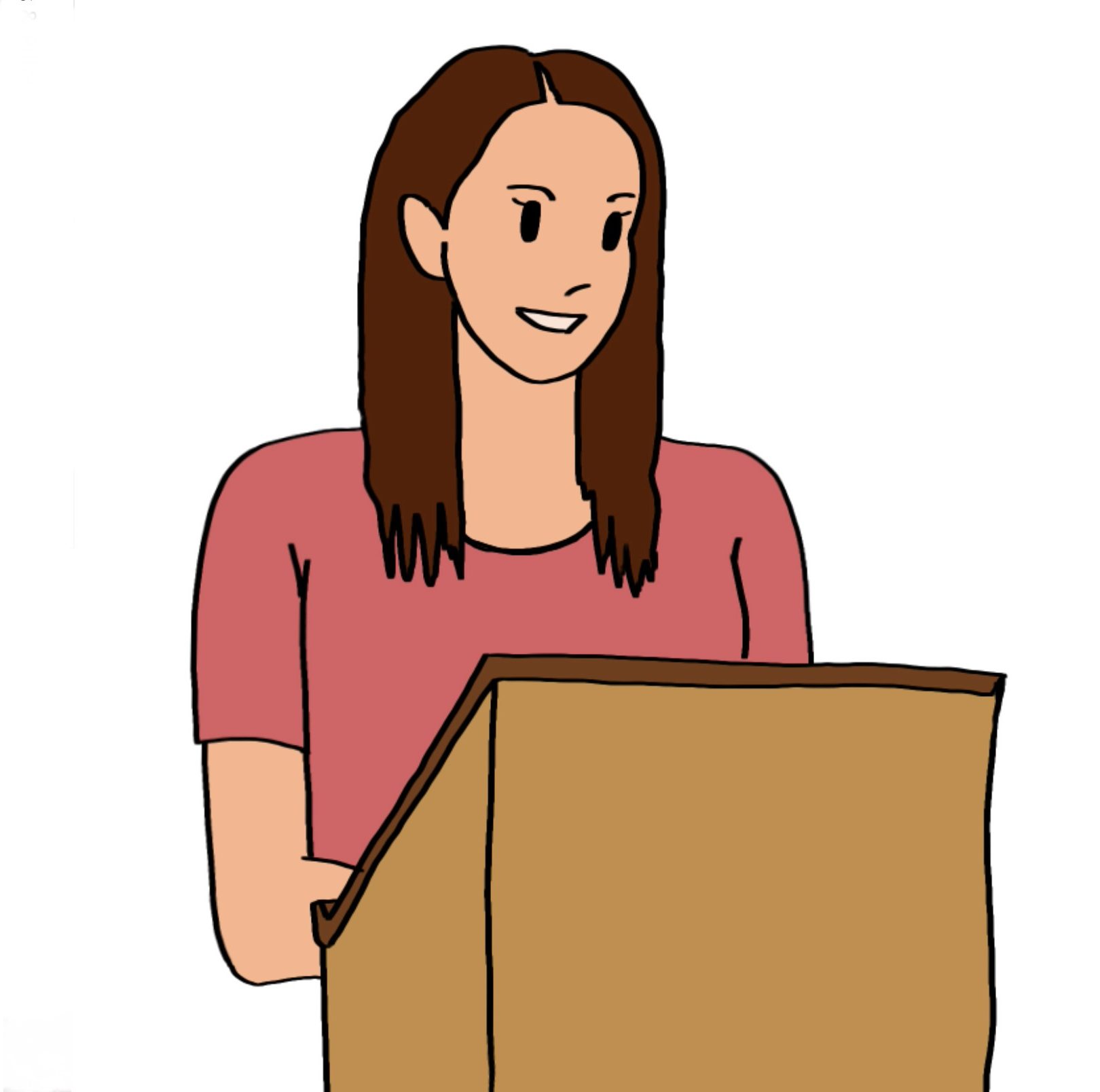 A teacher lecturing their class from behind a podium at the front of their classroom.