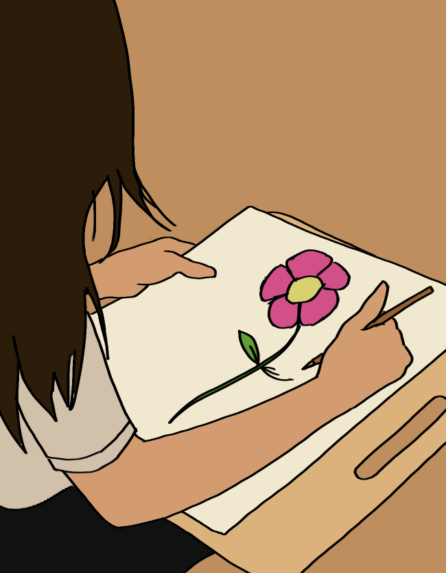 A student working on an art project in their art class.