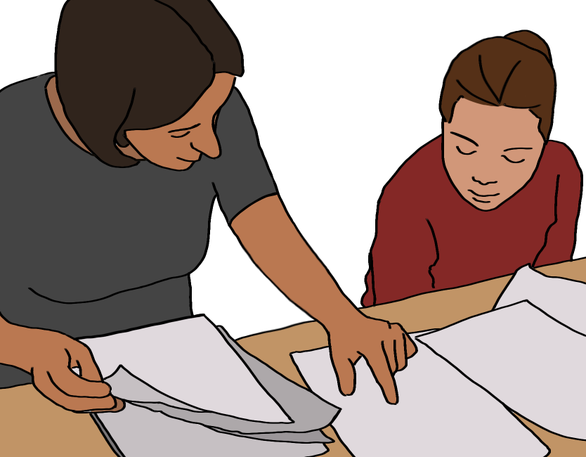A teacher helping a student one-on-one for their respective needs.