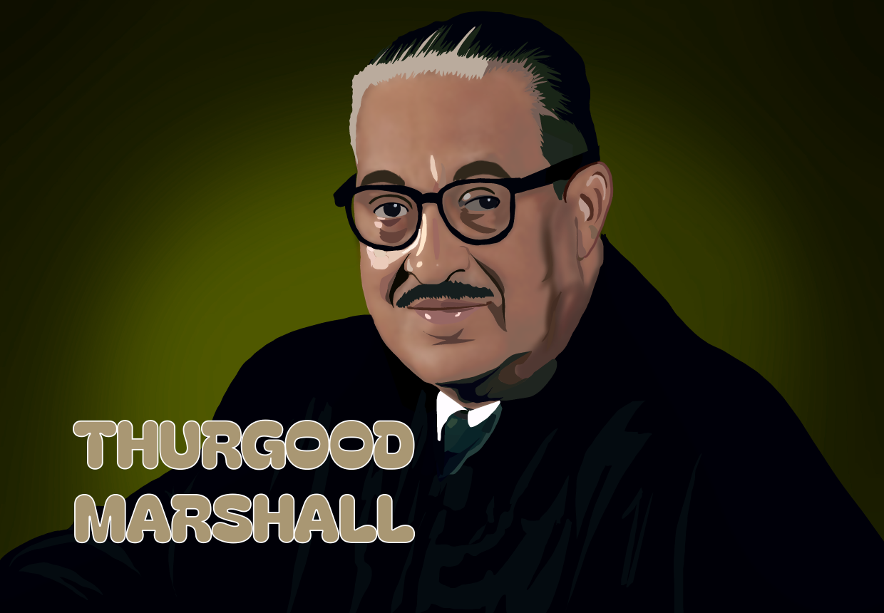 A digital drawing of the 96th Supreme Court Chief Justice Thurgood Marshall.
