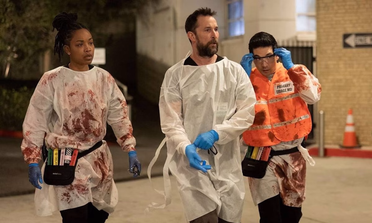 Ayesha Harris, Noah Wyle and Ken Kirby in The Pitt.
