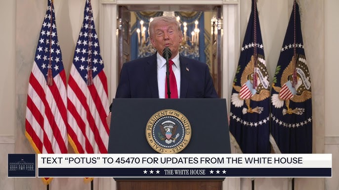 Trump delivers an Address to the Nation on April 1, 2026. Picture by Youtube.