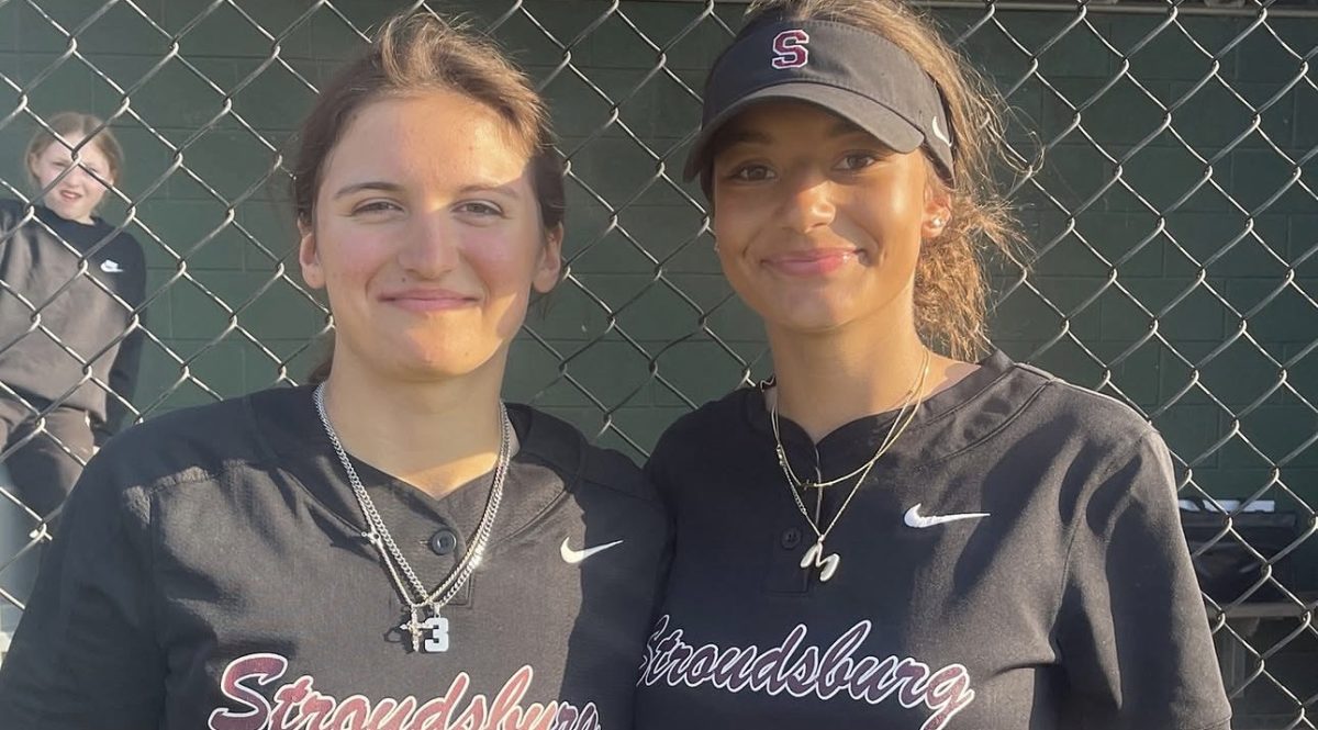 Dorothy Elko and Madelyn Vargas get recognized after a home game.